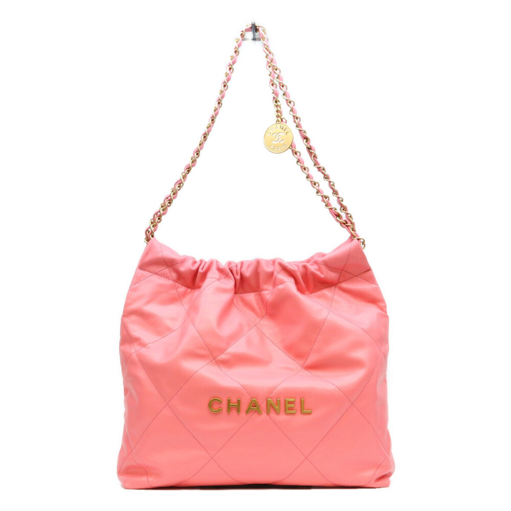 CHANEL AS3260 Coral Pink Shiny Calfskin Chanel 22 Small Shoulder Bag Women's